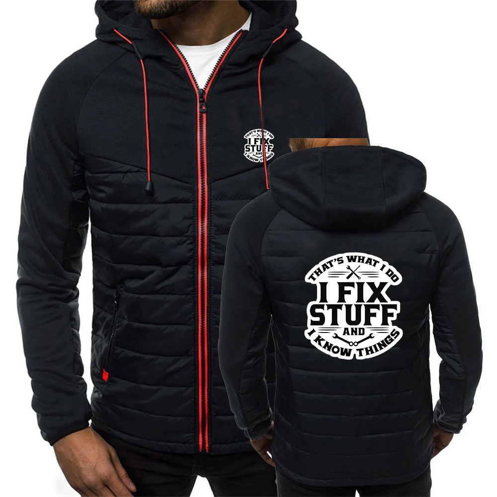 Mechanic I Fix Stuff and I Know Things 2025 New Men Seven-color Cotton-padded Hooded Zipper Autumn Winter Fashion Hot Sale Coat