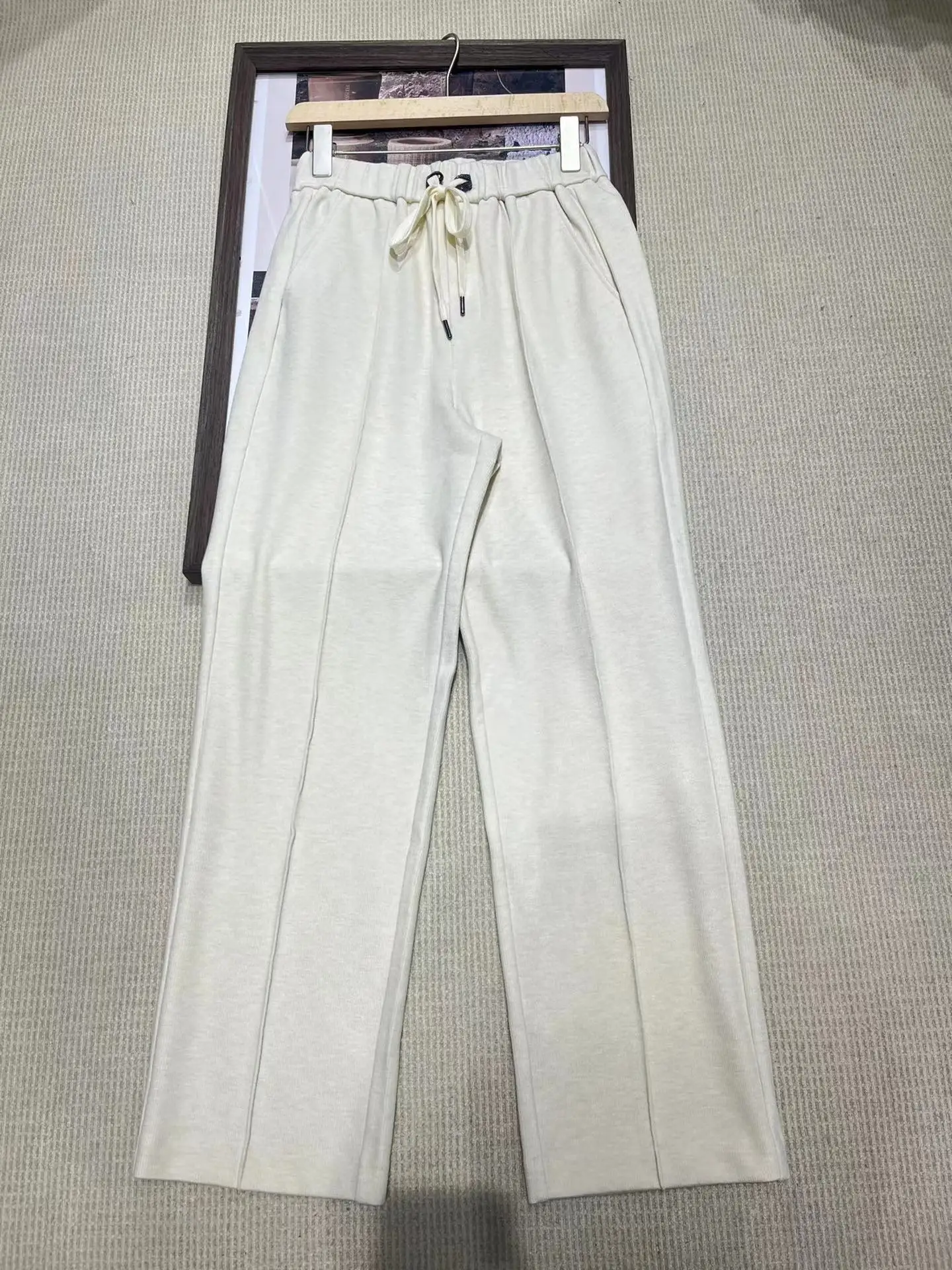 Straight Casual Pants for Women, Stretch Trousers, High Quality, Elastic Waist Strap, Spring and Summer, New, 2022