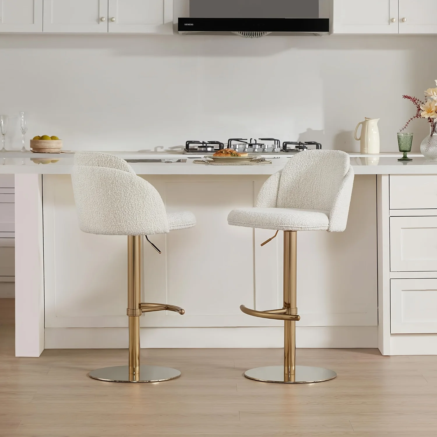 Set di 2/3 sgabelli da bar, sgabello da bancone girevole con 360 °   Sgabelli da cucina moderni imbottiti con rotazione e altezza regolabile