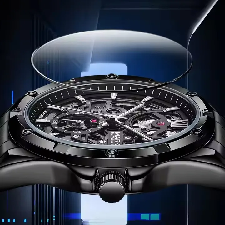 Top Brand Stainless Steel Skeleton Automatic Movement Mechanical Watches For Men reloj hombre