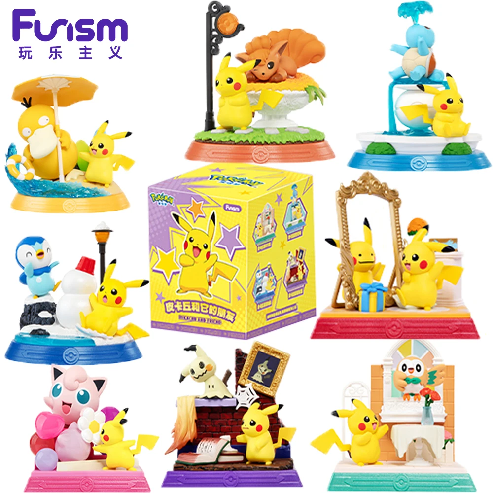 本物のファンイズムポケモンピカチュウと友達シリーズブラインドボックス人気アニメ絶妙なトレンディな装飾モデルおもちゃサプライズギフト