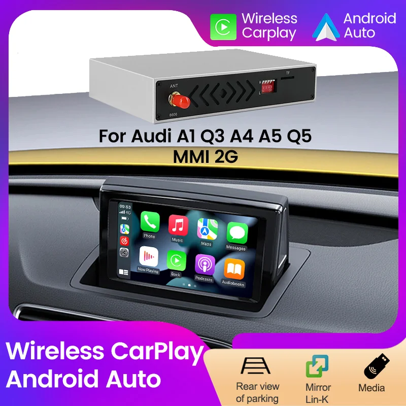 For Audi A1 Q3 A4 A5 Q5 MMI 2G 2008-2018 Wireless CarPlay Android Auto Car Decoding Box Mirror Link Navigation Radio app Airplay 