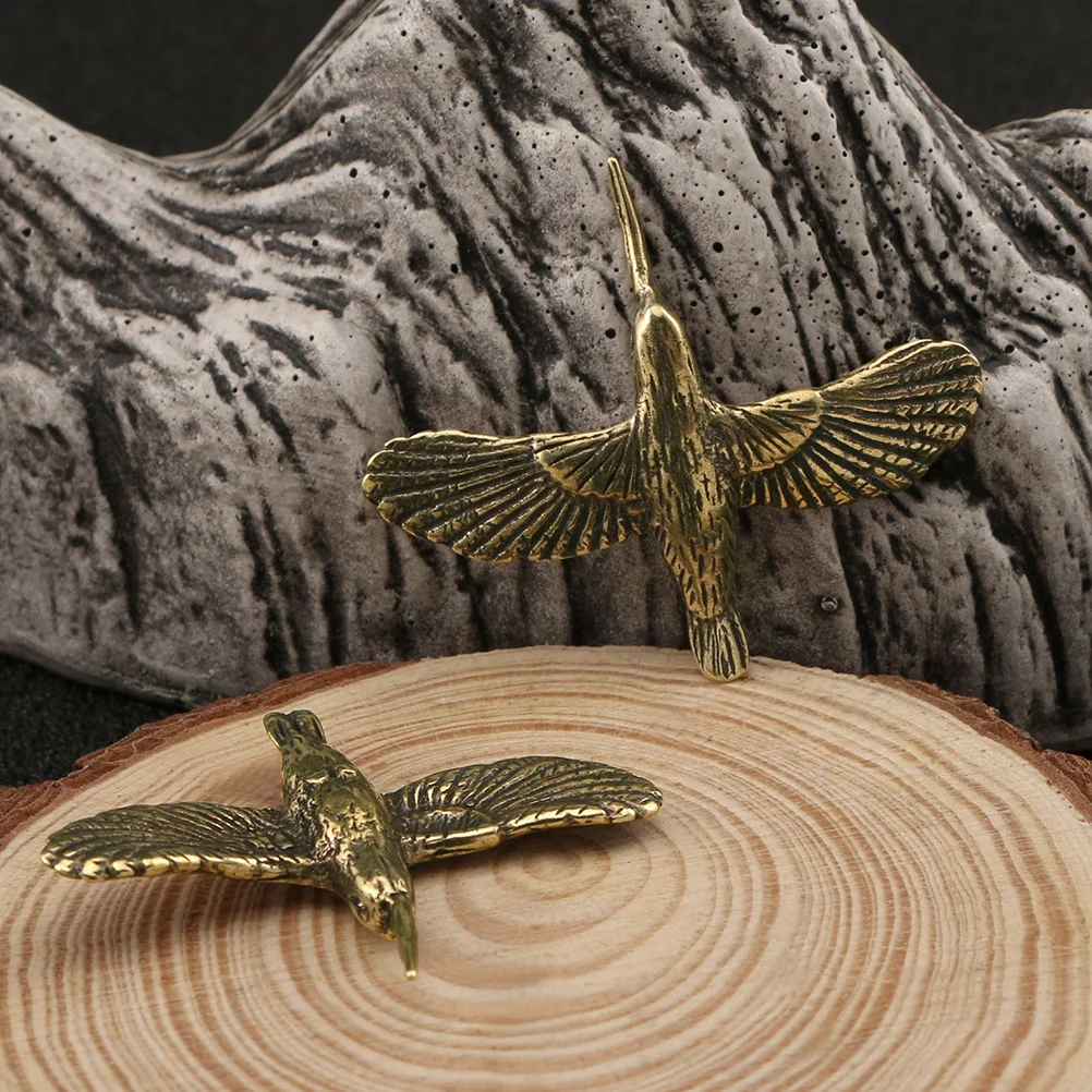 

2pcs Brass Bird Sculpture Vintage Bird Table Bird Decor Bird Figurine ornament office bird ornament