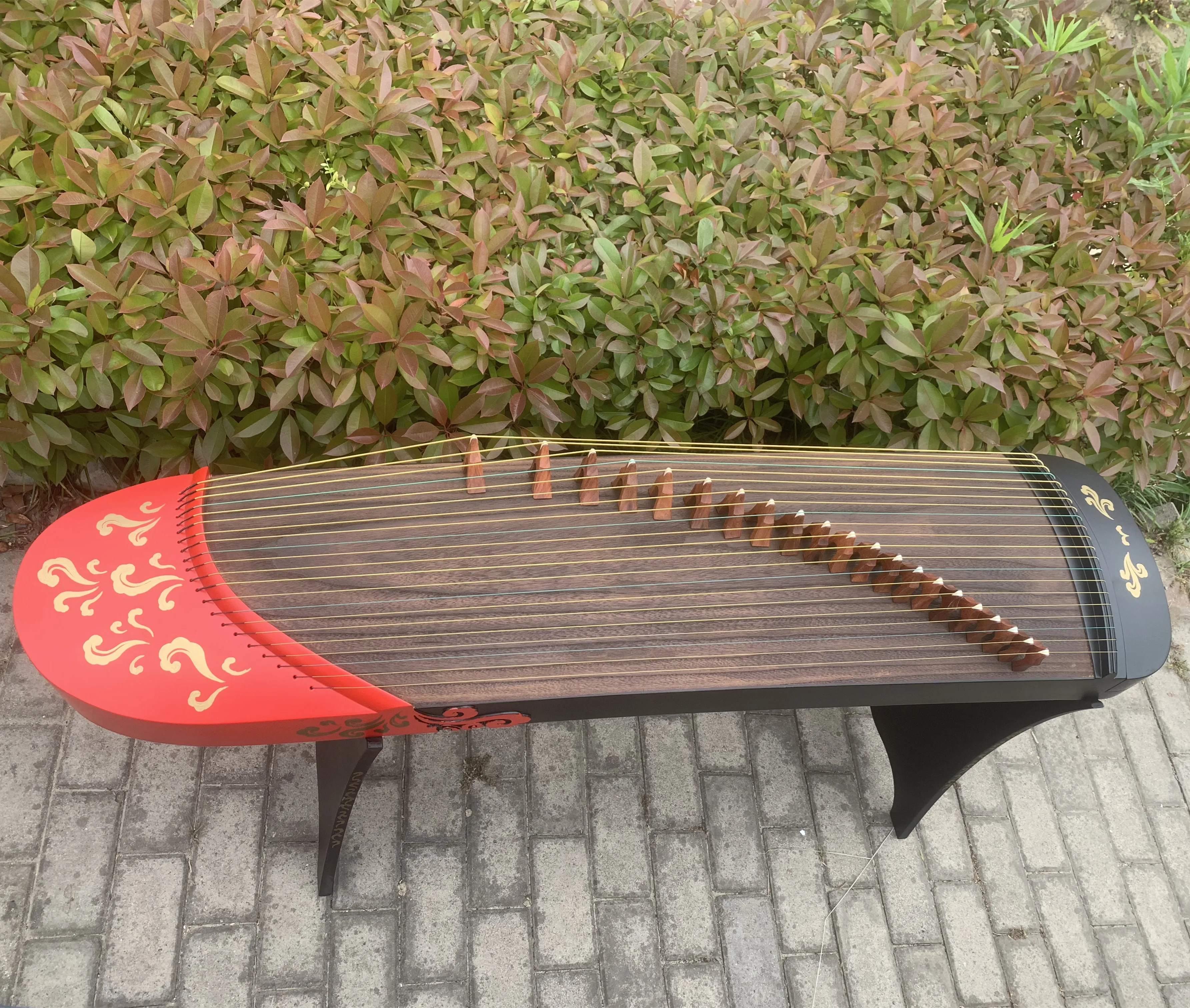 

Hooqu Traditional 21 String Teak Guzheng Instrument Chinese Zither Solid Wood Instrument