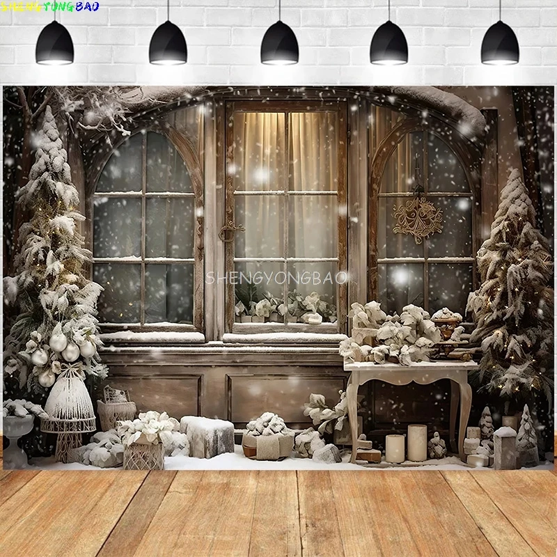 

Christmas Day Decoration Living Room Photography Backdrops New Year Holiday Fireplace Patio Indoor Party Background DJ-07