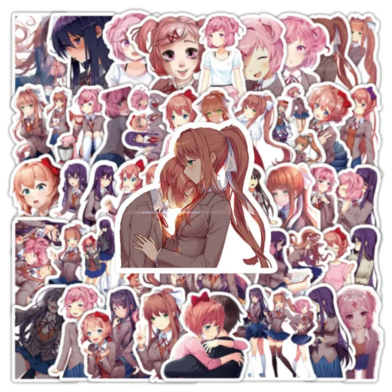 53/30/10PCS Yuri Natsuki Popular Anime Two-dimensional Peripheral Decoration Mobile Phone Case Computer Cup Skateboard Sticker