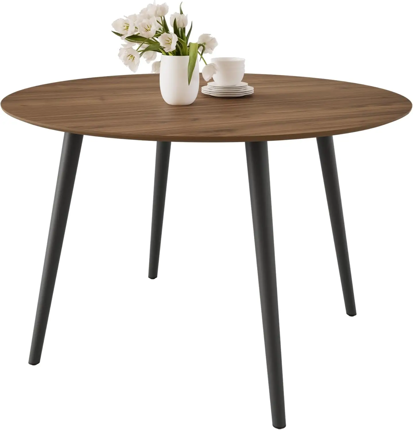 

Обеденный стол из орехового дерева, круглый, 43,3 дюйма, на 4 персоны, компактный, идеально подходит для кухни, столовой, гостиной (стол из ореха)