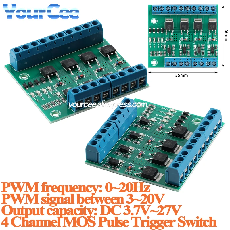 Commutateur de déclenchement d'impulsion MOS à 4 canaux, contrôleur MOS FET F5305S 60N03, entrée PWM stable pour moteur LED, Module électronique à monter soi-même à 4 voies