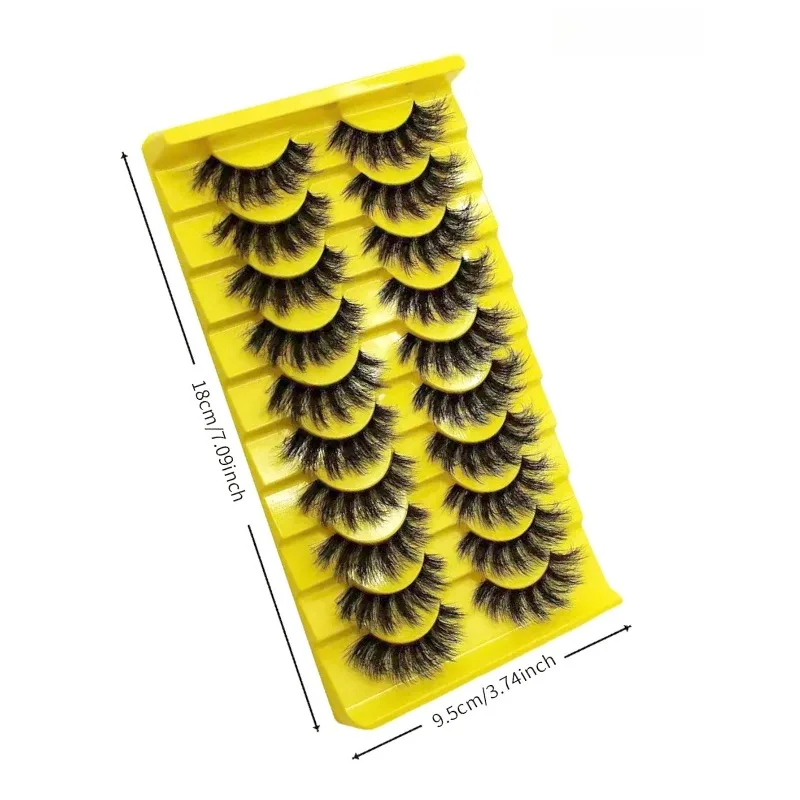 10 paires de cils moelleux russes - Faux cils 3D en désordre pour un look de maquillage épais et complet