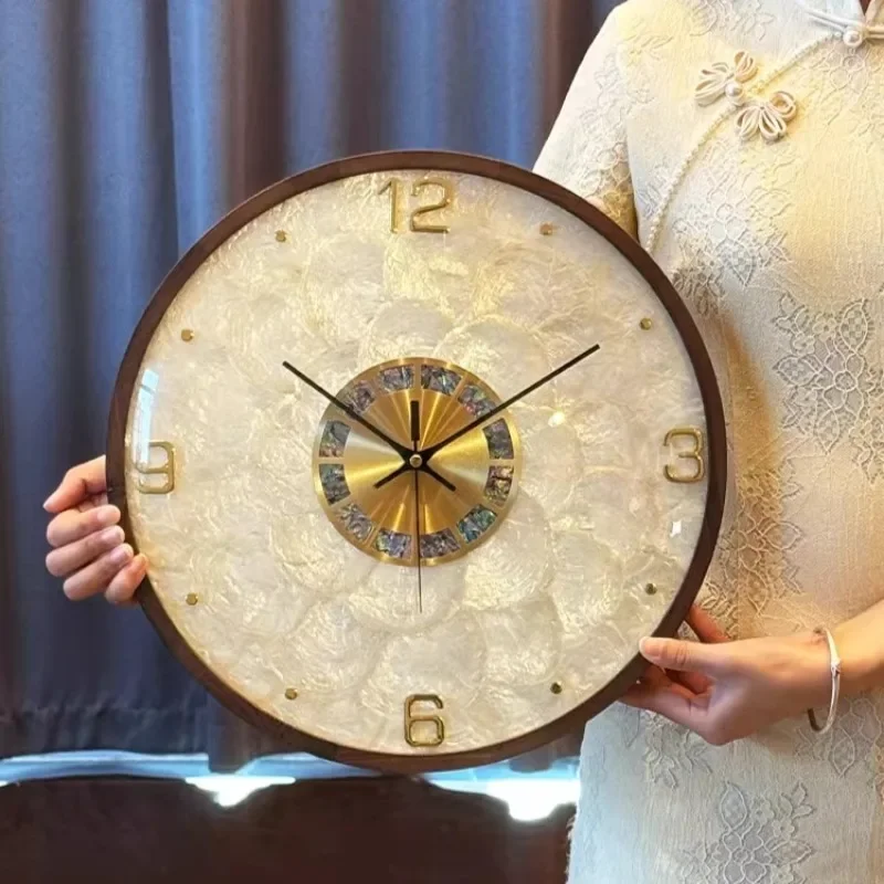 Interior Design Wall Clock Digital Wall Clocks Luxury Shell Interior Design Clock Living Room Decor Elegant Timepiece with Hands