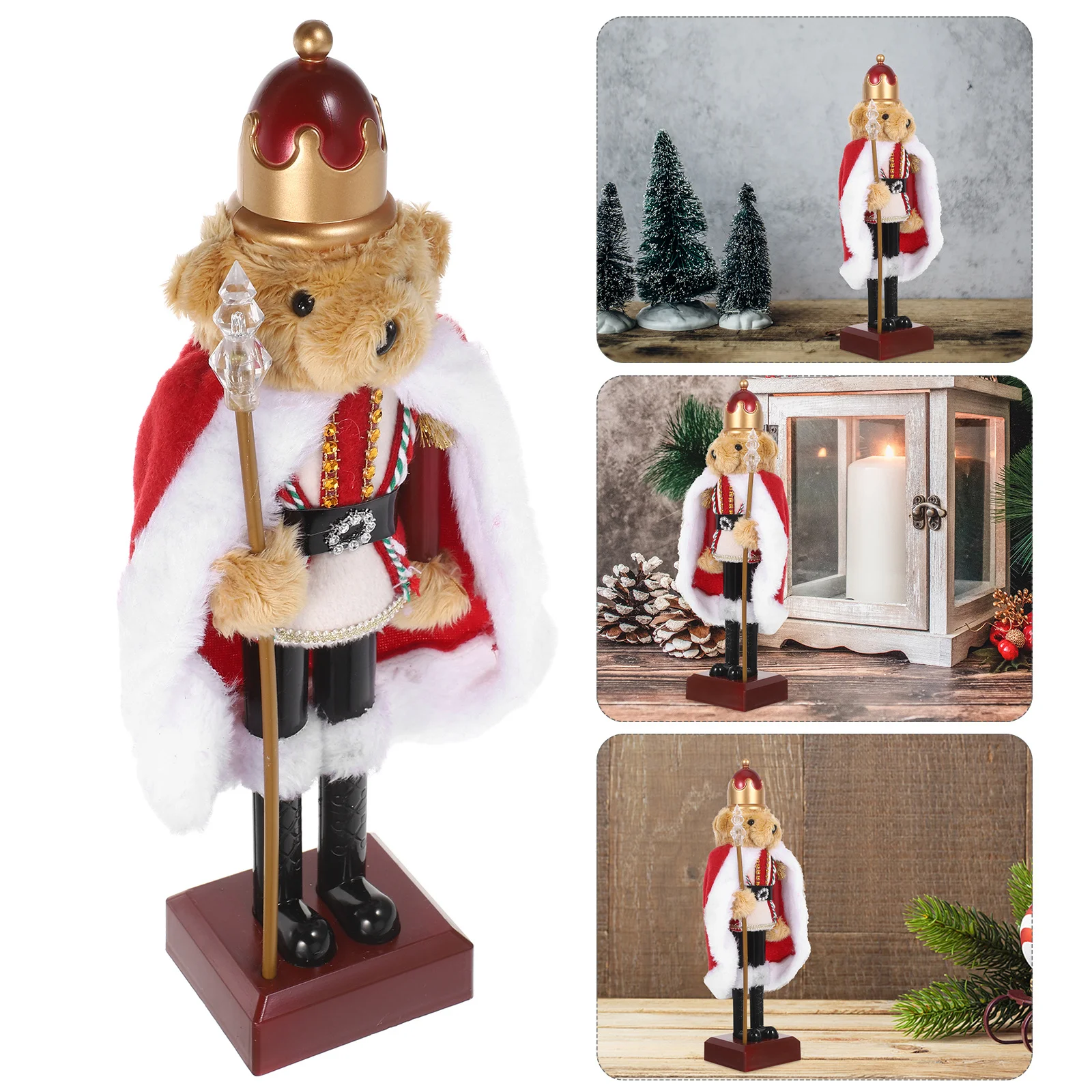 

2025 New Christmas Nutcracker Soldier Red Green Plastic Bear For Shelves Tables Holiday Tabletop Decor Centerpiece Home Party
