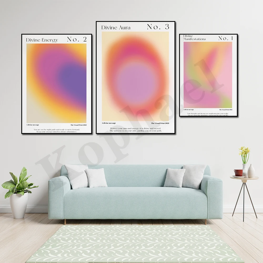 Abstract Divine Spirit Numbers 1 To 9 Show Spiritual Energy Vitality Self-Improvement Aura Gradient Wall Art Poster