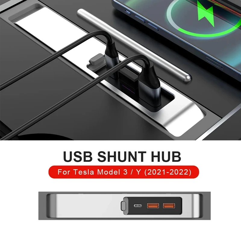 

USB Hub 27W Quick Interior Charger Intelligent USB Docking Station Shunt Hub Replacement Accessories For Tesla Model 3 Model Y