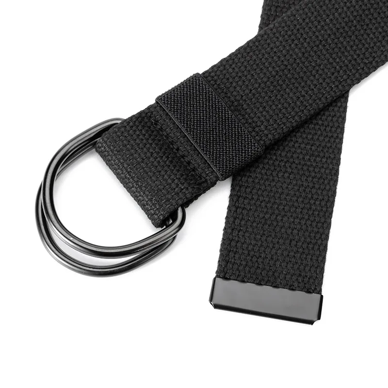 Nylon riem met dubbele lusgesp voor heren Dames Dagelijkse mode Canvas riem Geweven riem met verstelbare en langwerpige tactische riem