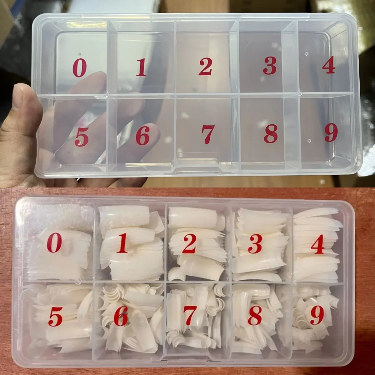 10 Grids Transparent Rectangle Acrylic Nail Tip Organizer Nail Rhinestone Jewelry Manicure Accessories Container Case Nail Tools
