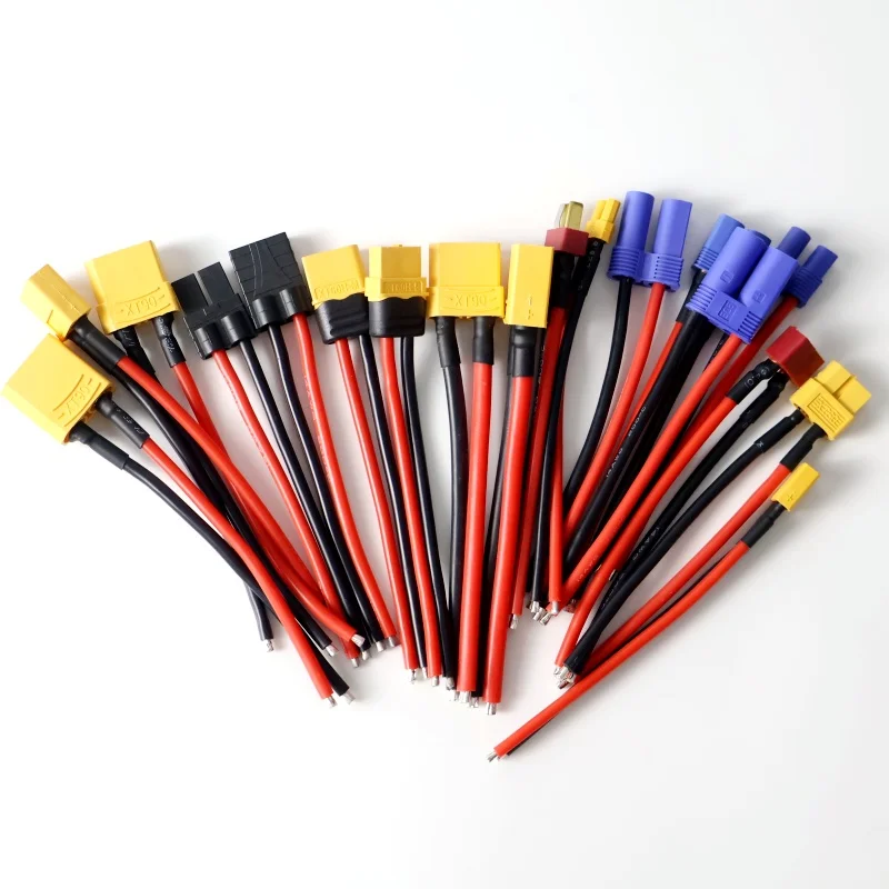 XT60 XT30 XT90 T Plug TRX EC3 EC5 Connector Male/Female Connector Plug With 12/14/16awg Silicone Wire 100mm For Rc Battery Cable