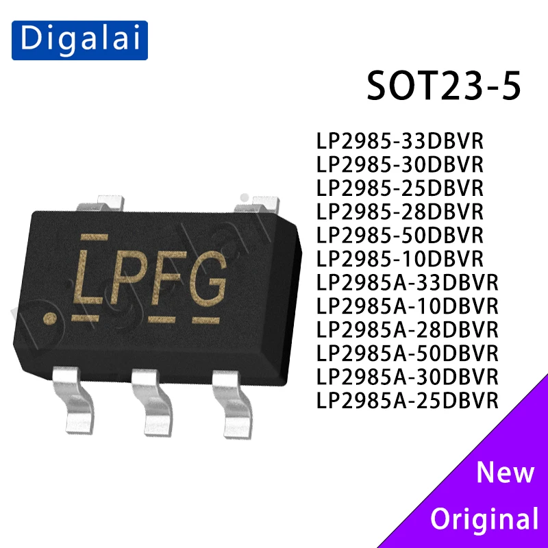 

10pcs LP2985A-50DBVR LP2985-33DBVR SOT-23-5 LDO Linear Regulator Chip 30 25 28 10 Durable Electronic Component