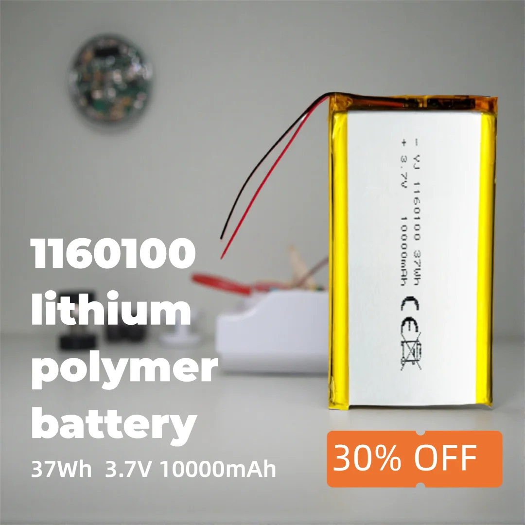 1160100 3.7V 10000mAh Li-polymer Battery CE Certified for LED Devices Tablets DIY Tools