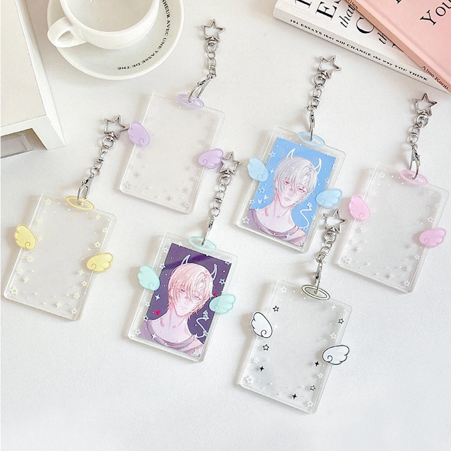 Kpop Card Holder Keychain Sleeve Clear Acrylic Badge ID Holder Idols K-pop Album Binder Photo Frame