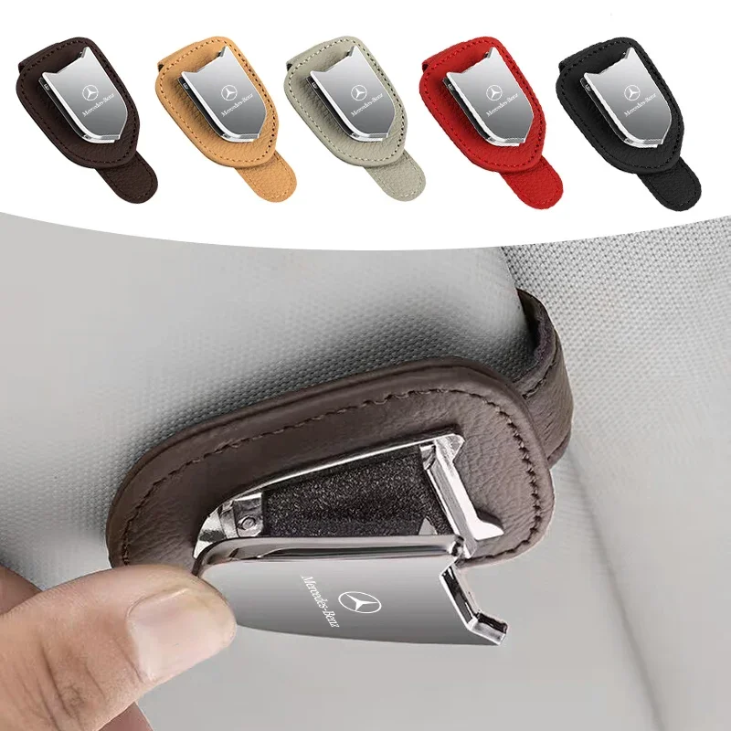 Car Eyeglass Storage Clip Sun Visor Sunglasses Holder Super fiber leather For Mercedes-Benz A-Class B-Class C-Class E-Class