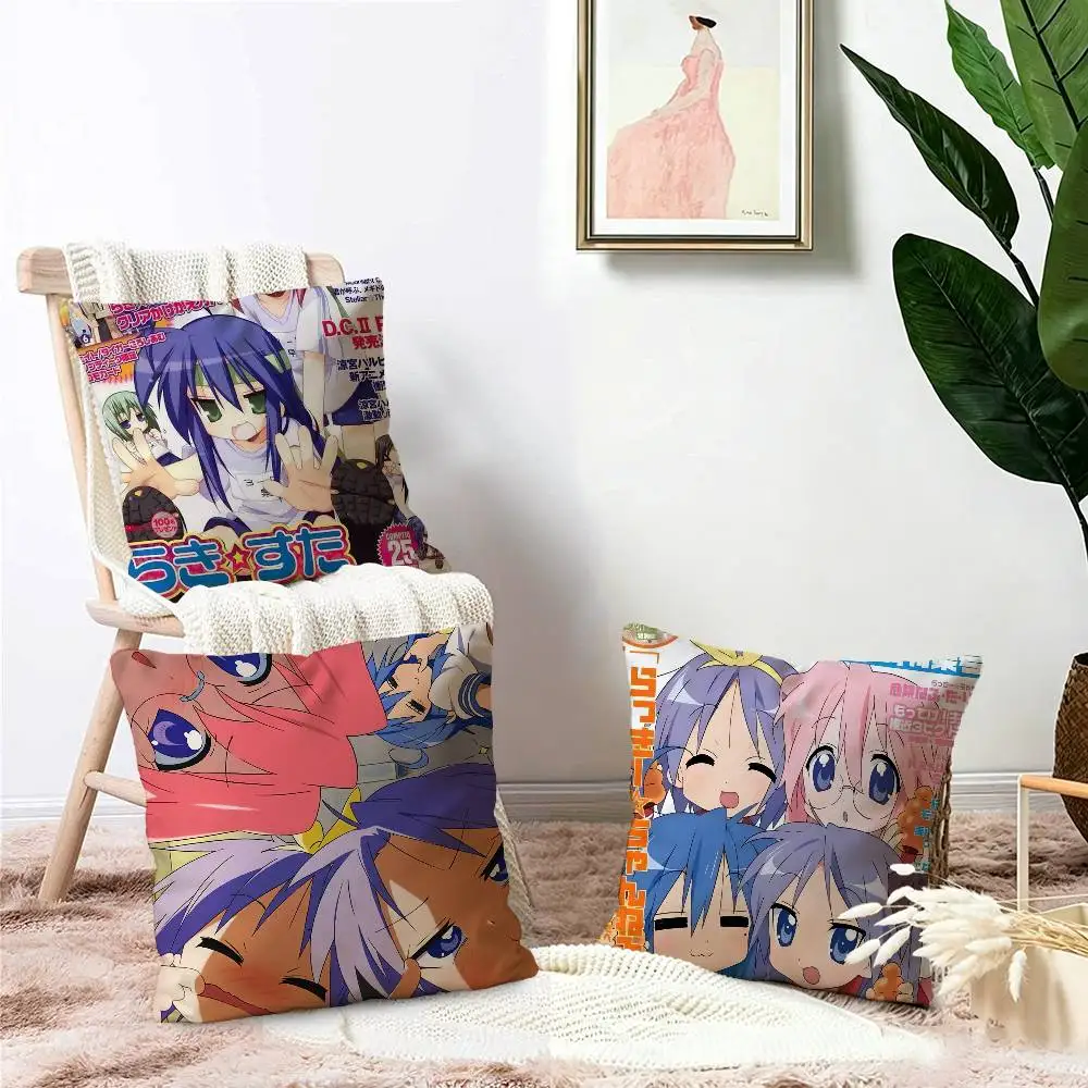 Cartoon L-Lucky S-Star ANIME Cushion Cover Inches Farmhouse Decor Home Throw Pillow Covers For Couch Decorations