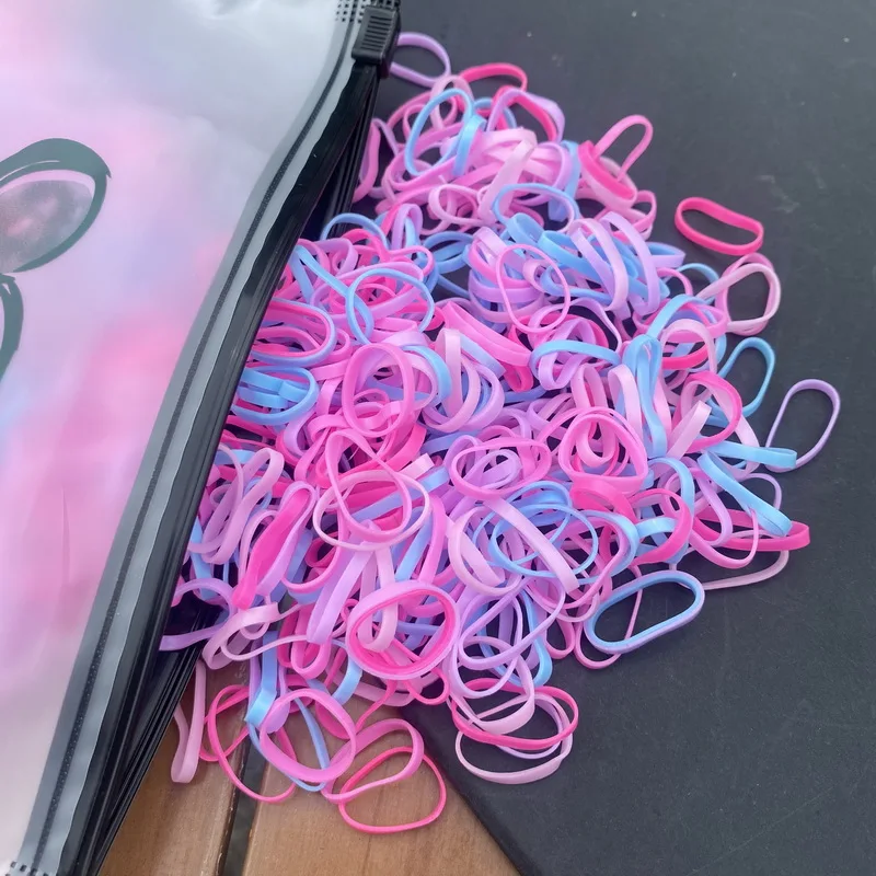 1000 Stück dicke Einweg gummibänder Baby haargummi mädchen Pferdes chwanz Kinder haar elastische breite Haar gummis für Kinder haarschmuck mädchen – Detail 6