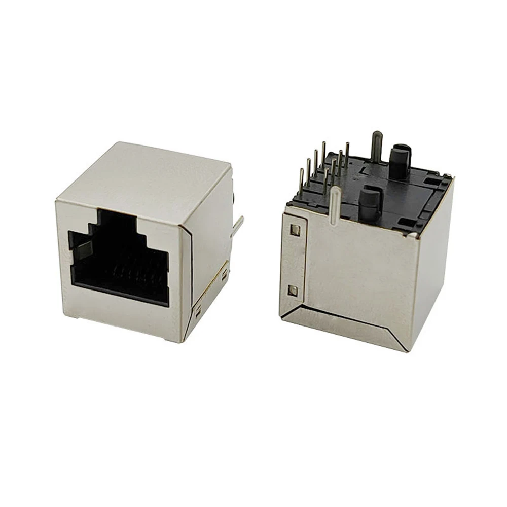 10PCS RJ45 Connector 8P8C Socket 5224 Shield Network Female Jack DIP PCB 180 Degree 3.89MM Behind the Foot