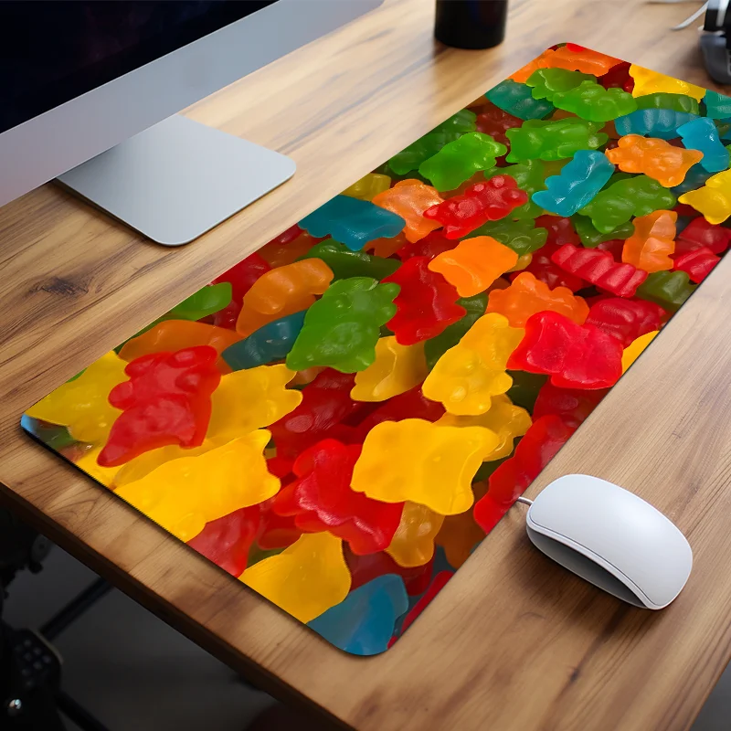 

Colorful Gummy Candy Mouse Pad Computer Desk Mat Keyboard Pad Non-Slip Perfect Gift for Friends Teen Girlfriend Boyfriend Worker