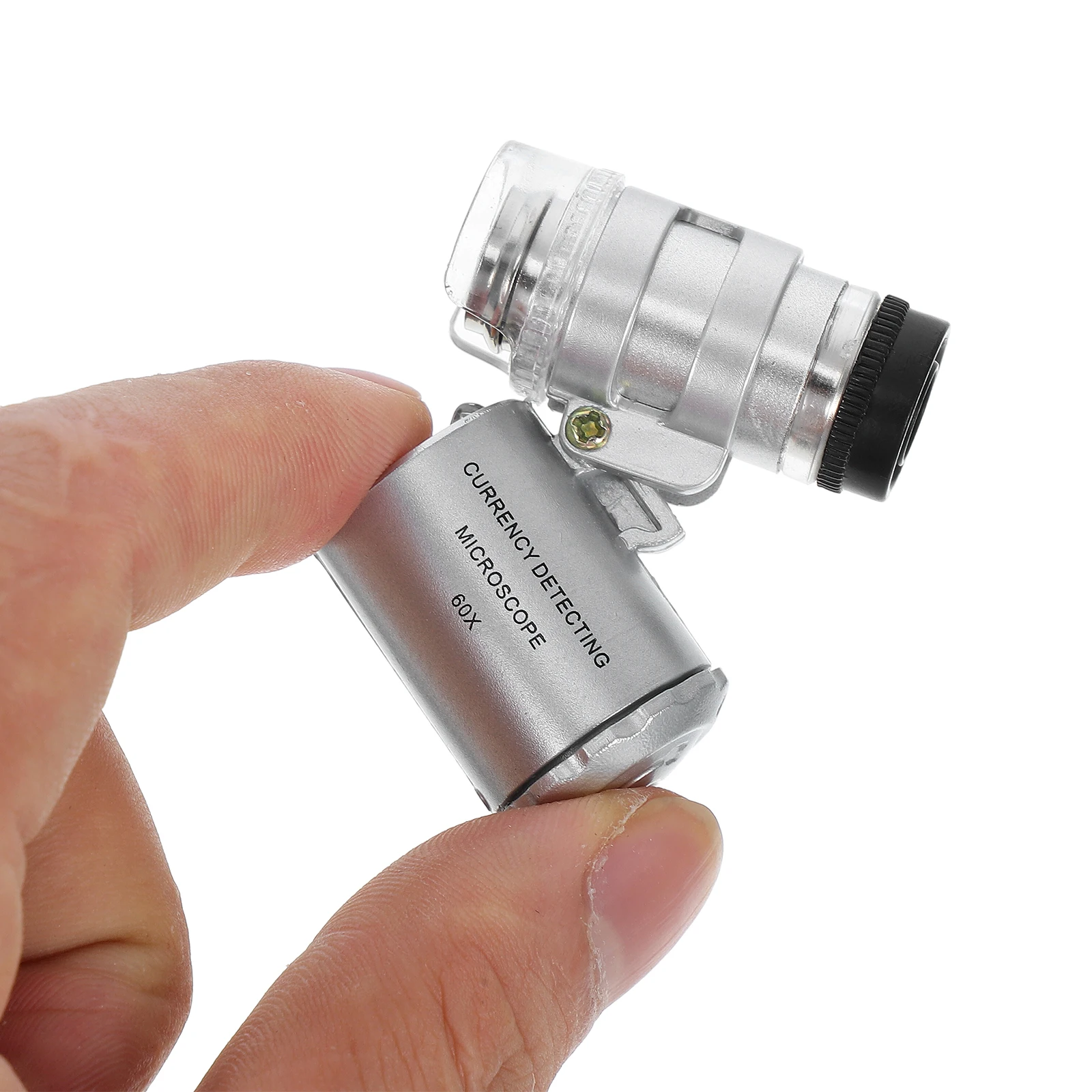 

Jewelry Identification Microscope 60X LED Magnifier Pocket Size for Coin Currency Detecting with UV Light Mini Loupe