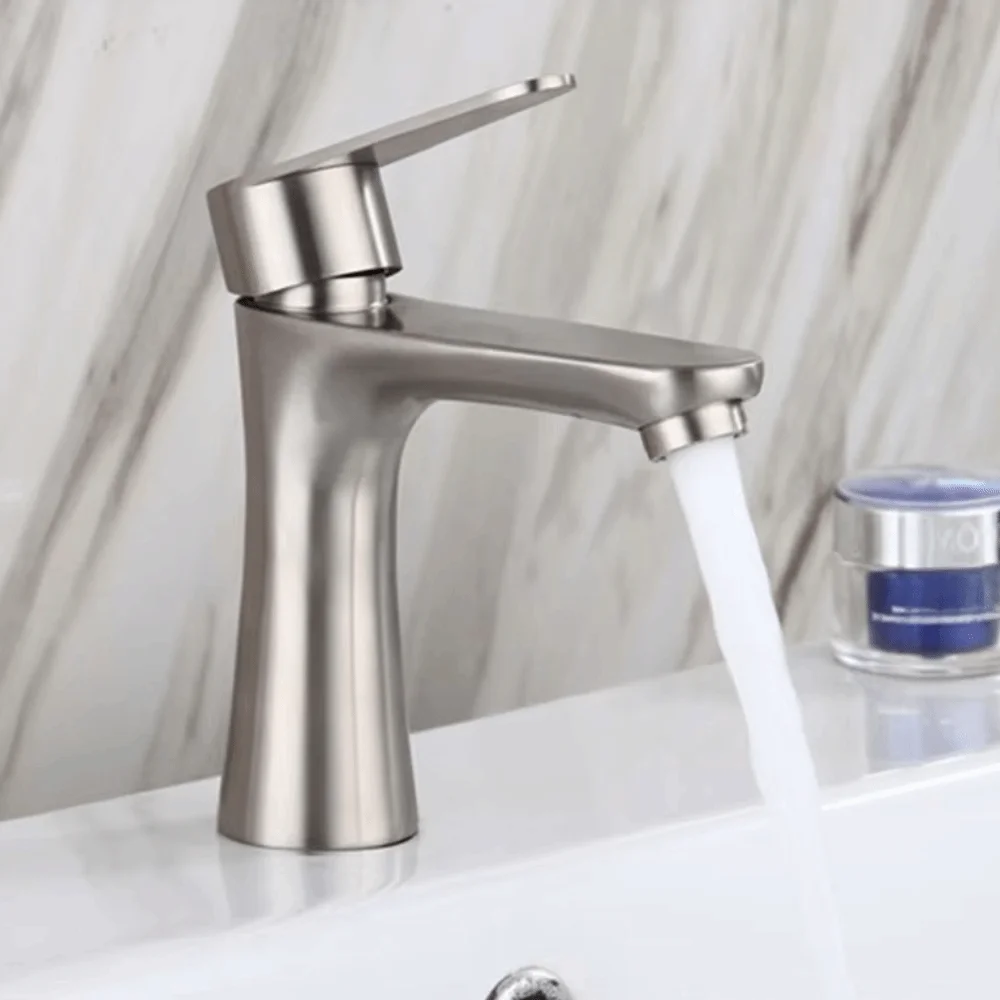 Single Handle Stainless Steel Faucet Anti-Leakage Multi Functional Lavatory Vanity Sink Tap Easy Installation Rust-proof