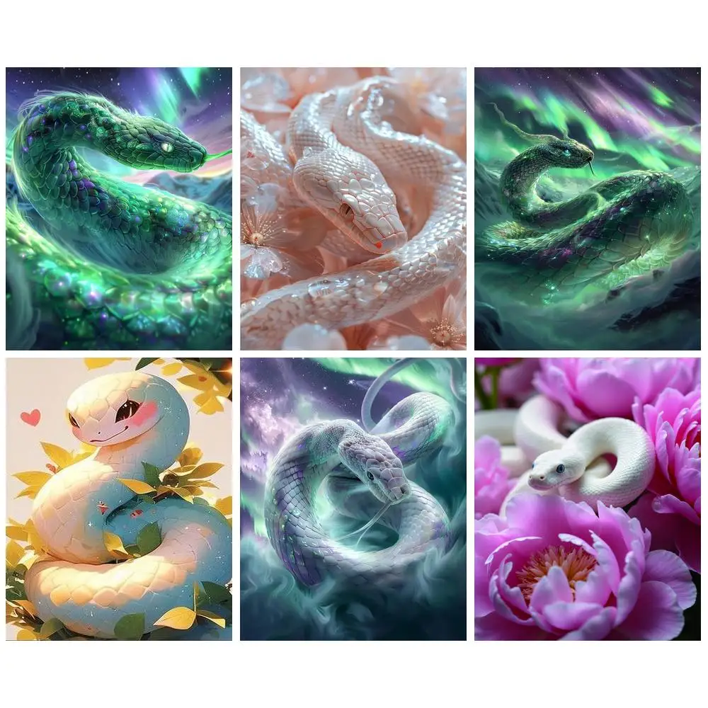 

PhotoCustom 5D Diamond Painting Snake Full Drill Square Round Diamond Embroidery Animal Art Rhinestones Mosaic Handmade Gift