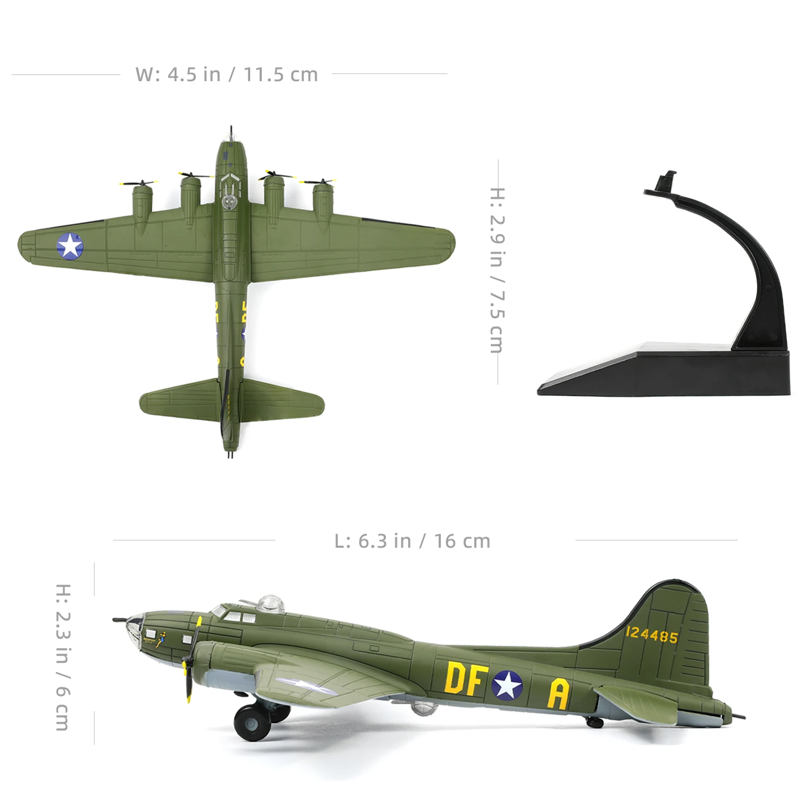 NUOTIE B-17F Flying Fortress Bomber 1:144 Metal Model | Military Model Fairchild Republic Diecast Plane Model for Collection
