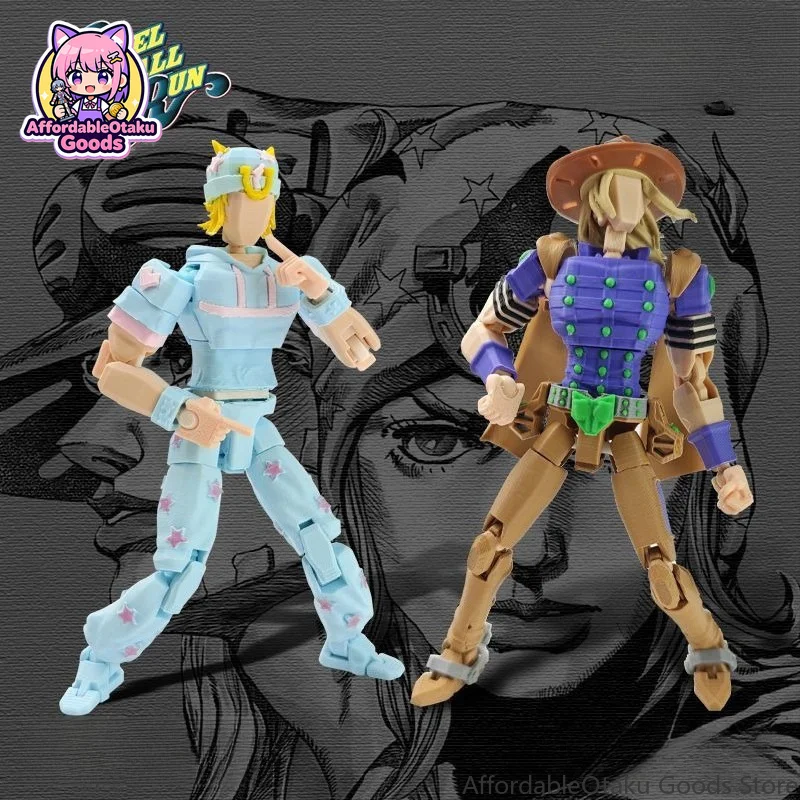 JOJO Steel Ball Run Style Johnny Gyro 3D Printed Articulated Action Figures Multi-Jointed Movable Model Collectible Desktop Gift