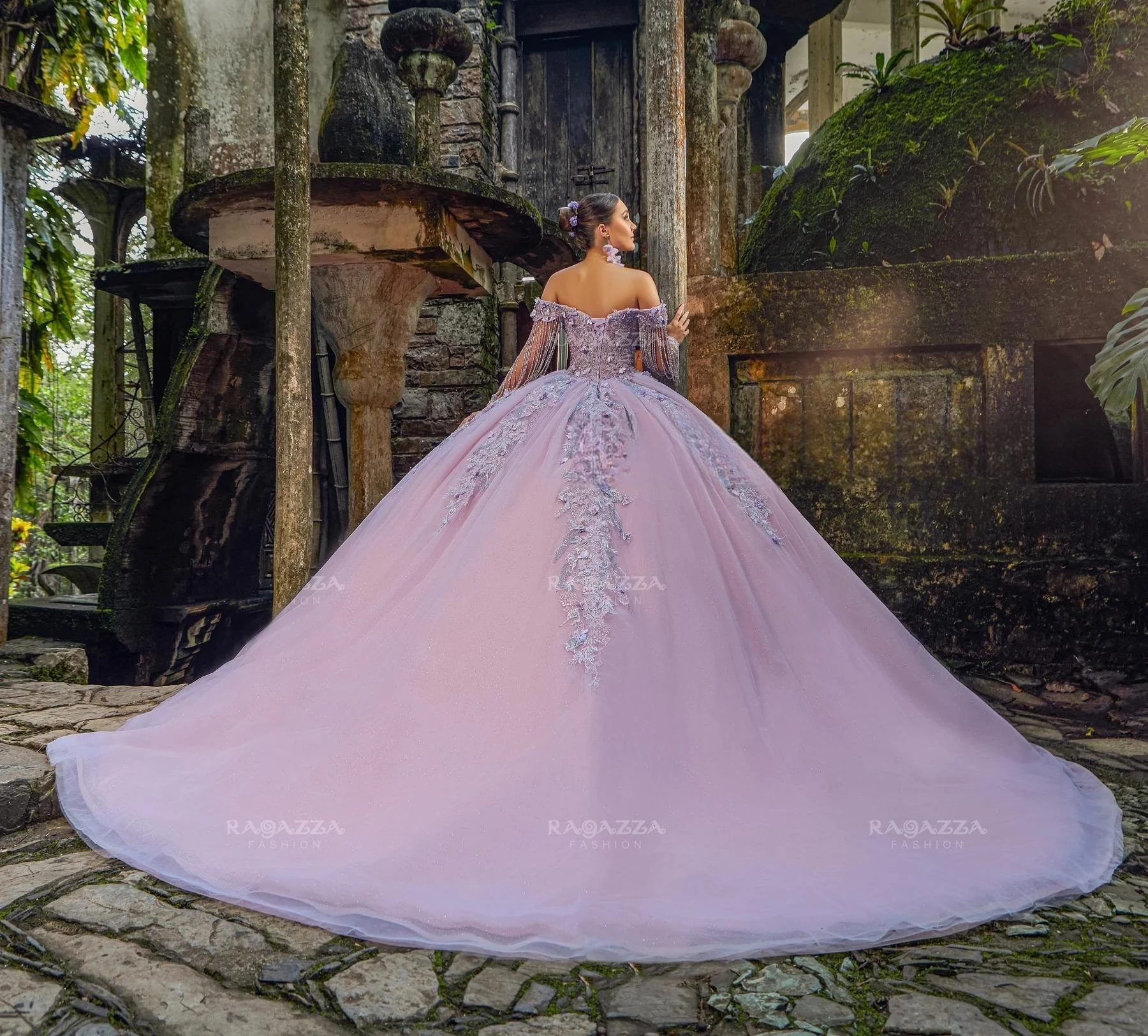 Vestido de baile de quinceañera, Charro Lila, hombros descubiertos, apliques de perlas, dulce mexicano, 16, 15 años