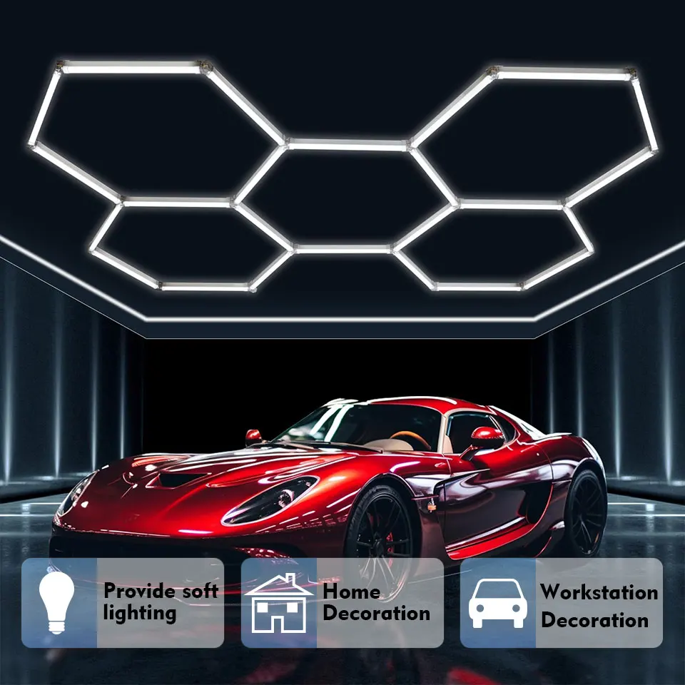 Hexagon LED Lamp Garage Honeycomb Led Tube Lighting AC85-265V 8W 440mm LED For Barbershop Car Detailing Workshop Office Shop Bar