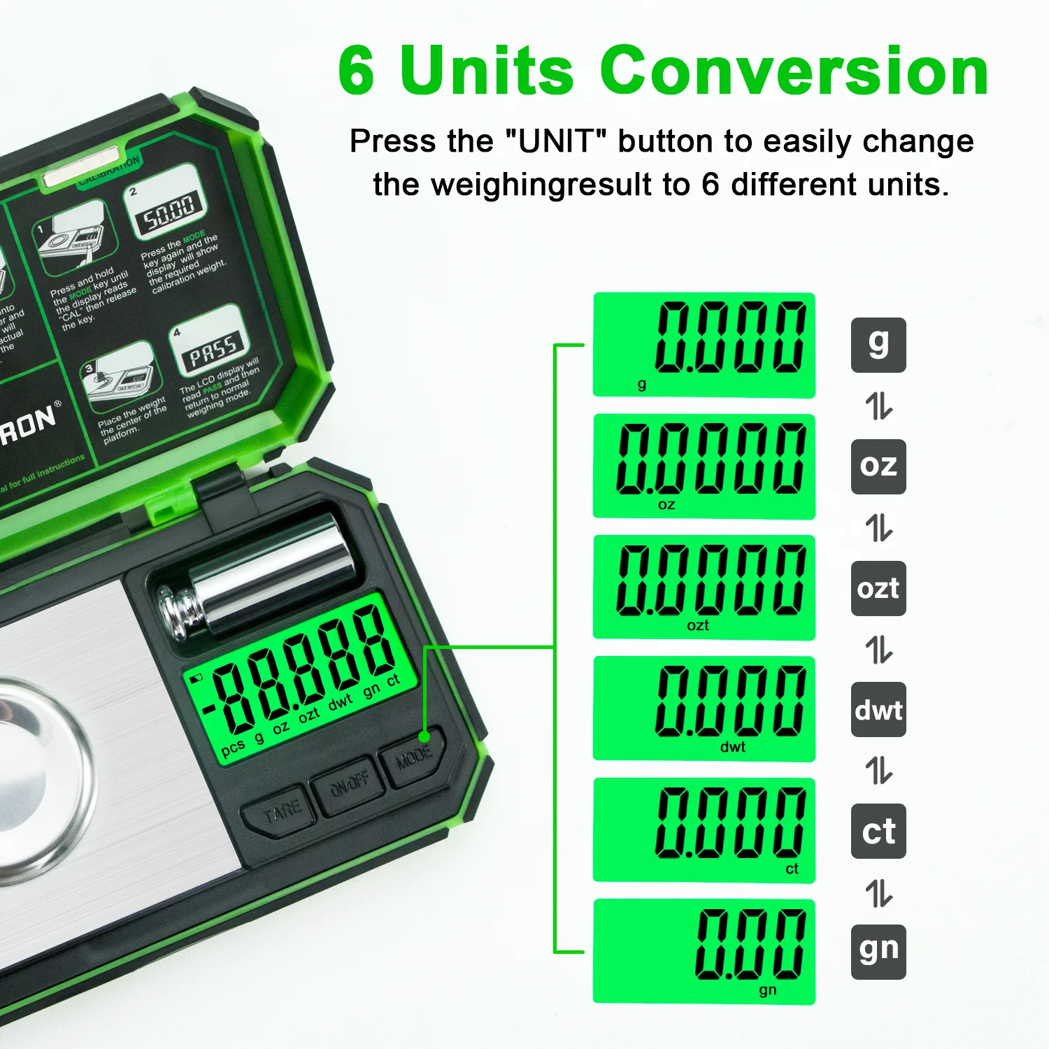 Mini balança digital portátil 50g/0.001g, para pesar joias, medicamentos, pedras preciosas, ouro, com peso de calibração