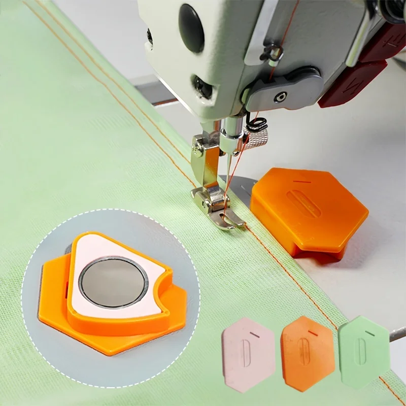 Magnetic Seam Guide Multifunctional Polygonal Hemmer Gauge Anti Curling Positioner Ruler Universal Sewing Machine Part