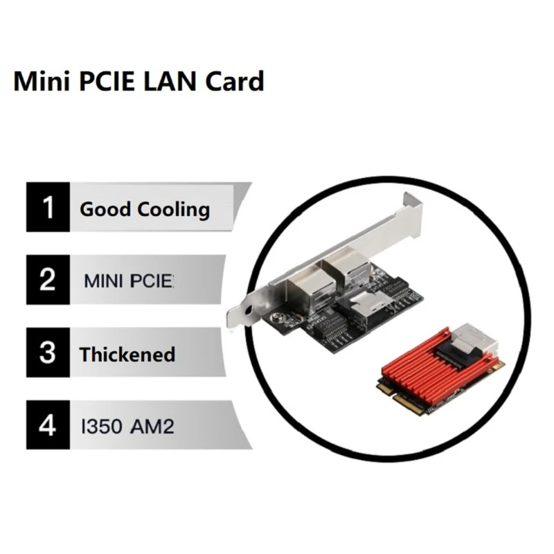 Dual RJ45 10/100/1000Mbps Gigabit Ethernet  Adapter MINI PCI-E Lan Card Support for Windows Win 7/Win 8