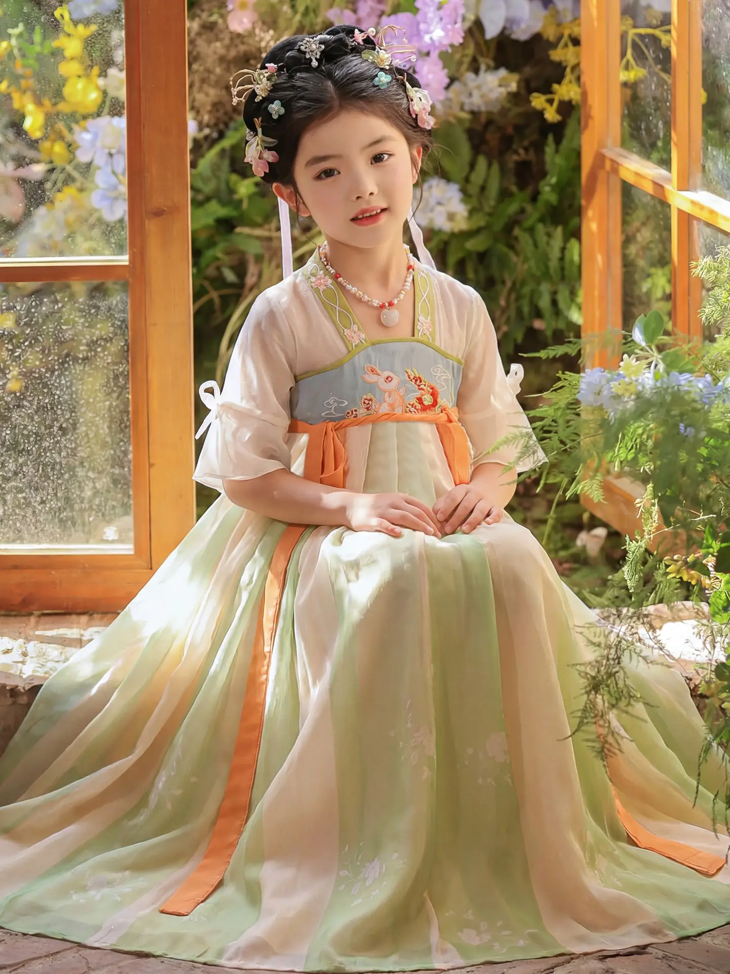 princess-style-ancient-chinese-costume-dress-girls-children's-summer-new-arrival-anneyol-traditional-classical-cotton-inner-c