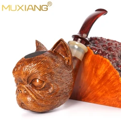 Hand-carved briar wood pipe solid wood bowl harpy dog ​​model tobacco pipe Cumberland color vulcanized rubber pipe mouthpiece