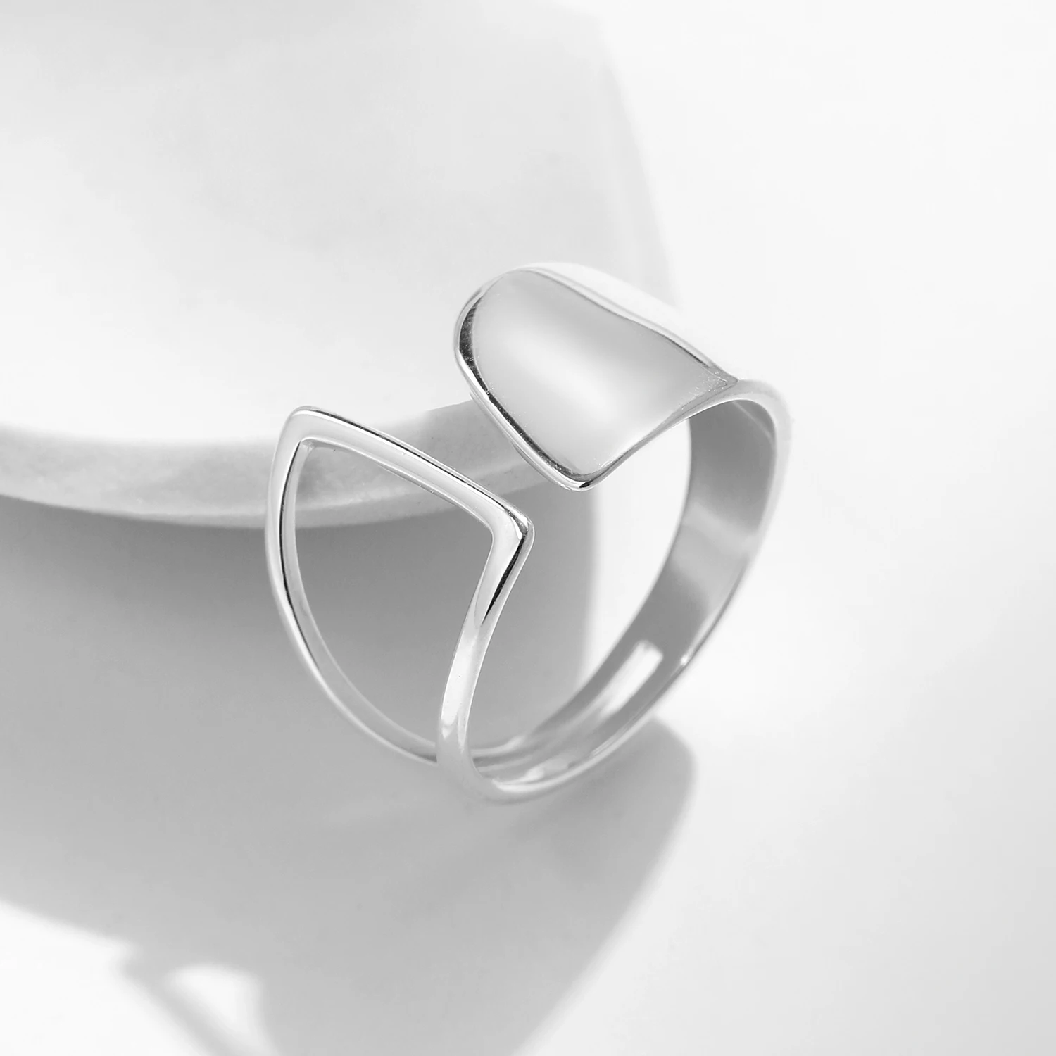 MODIAN 925 Sterling Silver Asymmetry Hollow Out Ring Trendy Smooth Adjustable Size 6-8 Rings Fine Jewelry For Women Party Gift