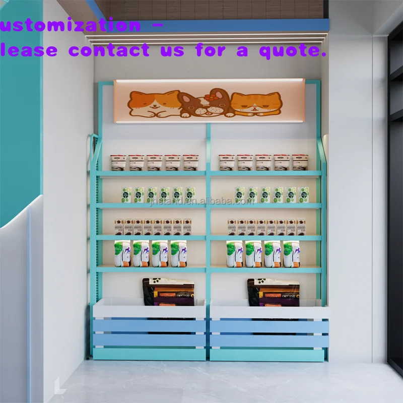 

custom.Pet Store Display Stand Retail Blue Color Cute Shop Display Shelf Pet Treat Dogs Food