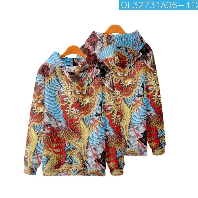 

Autumn Cartoon Dragon Printed Long Sleeve Hoodies Sweatshirt Fashion Casual Men Pullover Harajuku