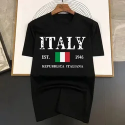 Camisetas de algodón con estampado Multicolor para hombre, camisetas transpirables de Hip Hop con letras de Italia, divertidas camisetas de moda para hombre 2023