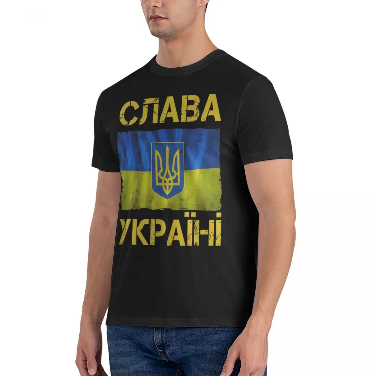 Men Women\'s Slava Ukraini Ukraine Ukrainian Flag T Shirts Pure Cotton Tops Funny Short Sleeve Tee Shirt T-Shirt