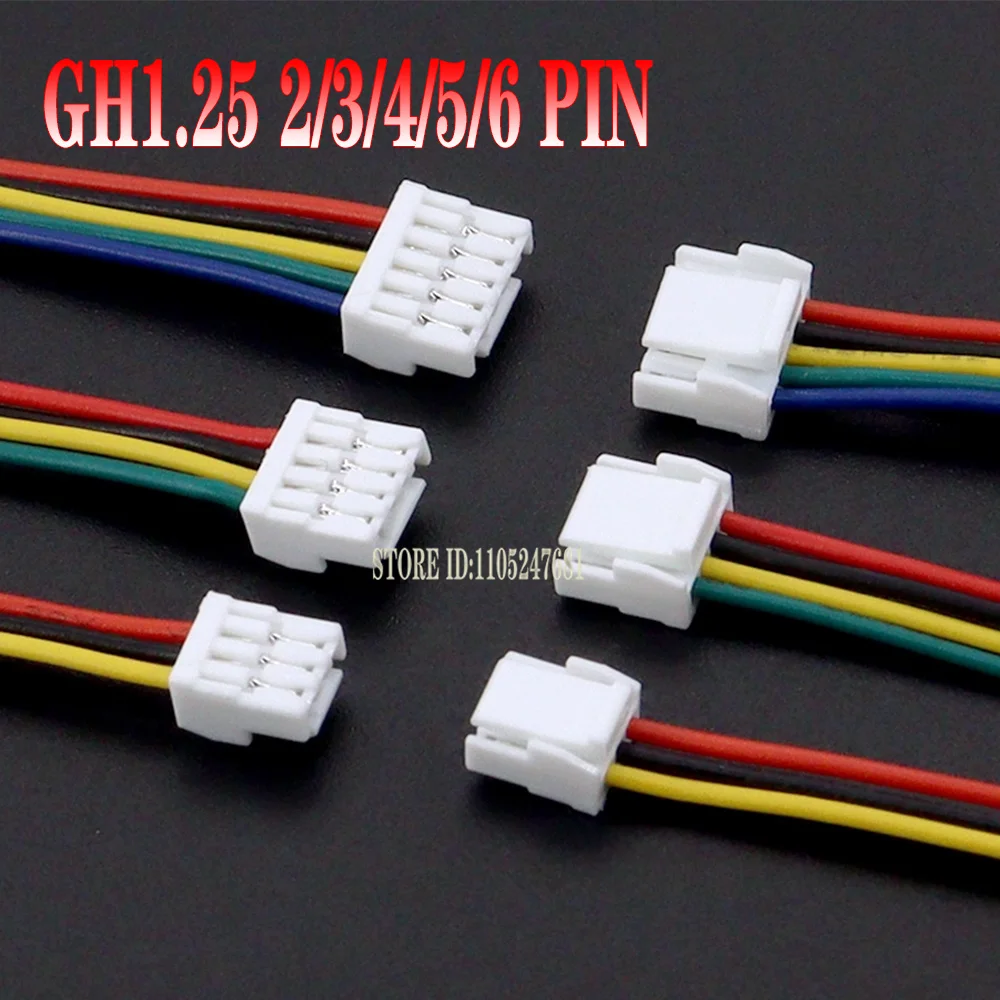 5/10pcs JST GH1.25mm Pitch Double Header Connector - 2P-6Pin Male Plug with 150mm 28AWG Wire Cable