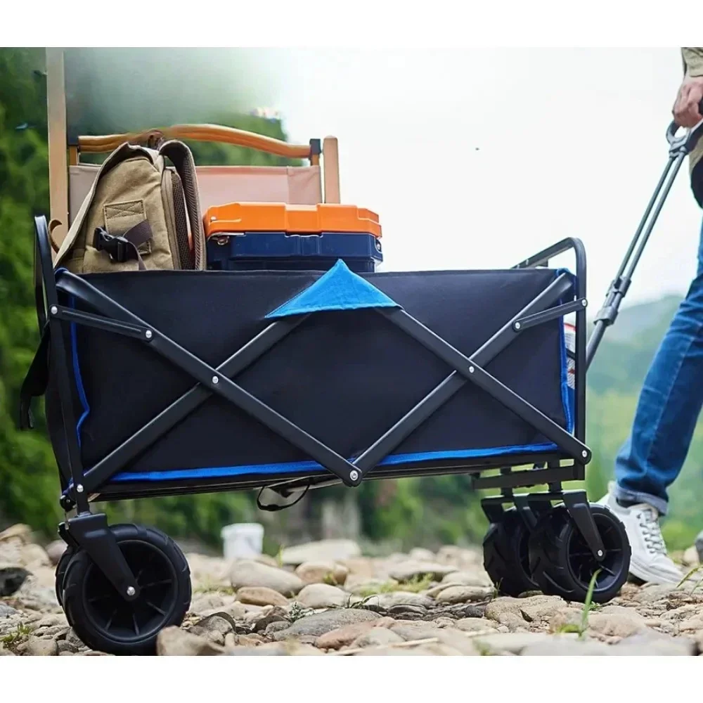 

Outdoor Folding Portable Garden Cart, 350lbs Capacity, Adjustable Rolling Carts, All Terrain Sports Wagon