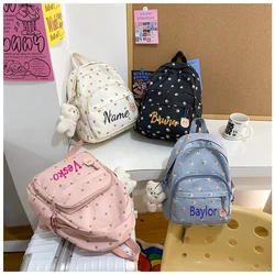 Mochila Floral Bordada para Meninas, Mochila Casual para Senhoras, Presente Original para Jovens Senhoras, Bolsas Kawaii, Nome Bordado