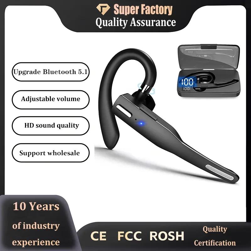 

Wireless Bluetooth Headset Touch Control Compatible with iOS and Android Single Hands-Free for Driving Ear Bluetooth Earphones