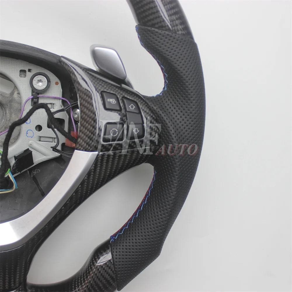 Replacement Real Carbon Fiber Steering Wheel with Leather for BMW E70 X5 M E71 X6 M 2009-2013